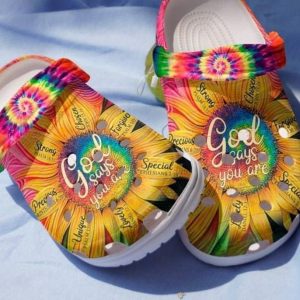 God Says Hippie Sunflowers Gift Hippie Girl Clog Shoe