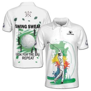 Customized Colorful Golfer Look For The Ball Repeat Men's Polo Shirt
