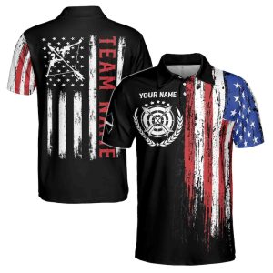 Custom Name Team Name Vintage American Flag Archery Men's Polo Shirt