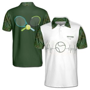 Customized Name Heartbeat with Tennis Player Men's Polo Shirt