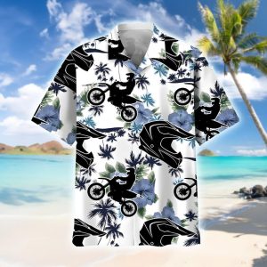 Motorbike Hawaiian Shirt, Dirt Bike Summer Beach Shirt for Men, Summer Gifts, Unisex Hawaiian Shirt
