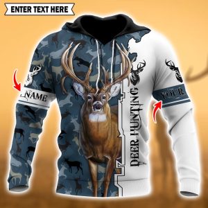 Custom Deer Hunting Hoodie – 3D All Over Printed Camo Design with Personalized Name, Outdoor Pullover for Hunters