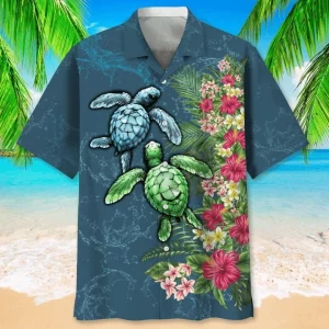 Turtle Beach Flower Hawaiian Shirt For Man And Women Aloha Beach Shirts