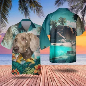 Weimaraner Dog Hawaiian Shirt Casual Button Down Shirt Beach