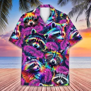 Tropical Raccoon Hawaiian Shirt Men Women, Women Raccoon Shirt