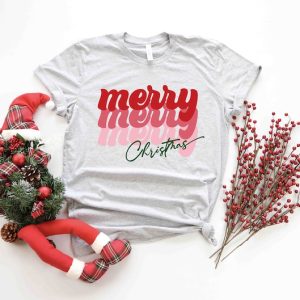 Merry Christmas Retro Shirt, Merry Christmas Typography Shirt
