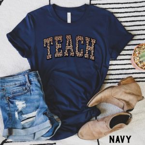 Teacher Shirt, Leopard Teach Tee, Animal Print Varsity Letters Teacher TShirts, Teacher Appreciation Gifts