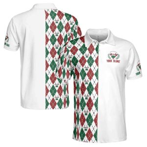 Santa Golf Icon Personalized Christmas Golf Ball Pattern Men's Polo Shirt