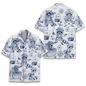 Pirate Raccoon Hawaiian Shirt Men Women Youth, Vintage Raccoon Aloha Shirt