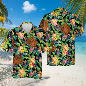 Baseball Flower Hawaiian Shirt, Game Day Hawaiian Shirt, Gift For Baseball Lovers