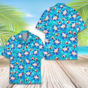 Funny Santa Pool Hawaiian Shirt for Men Women Youth, Christmas in July Aloha Shirt