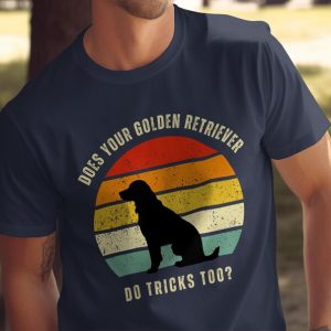 Golden Retriever Tricks Vintage Retro Sunset Dog Lover T-Shirt
