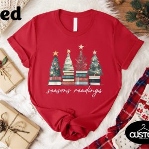 Christmas Book Lover Shirt, Funny Holiday Teacher Tee, Cute Xmas Librarian T-shirt